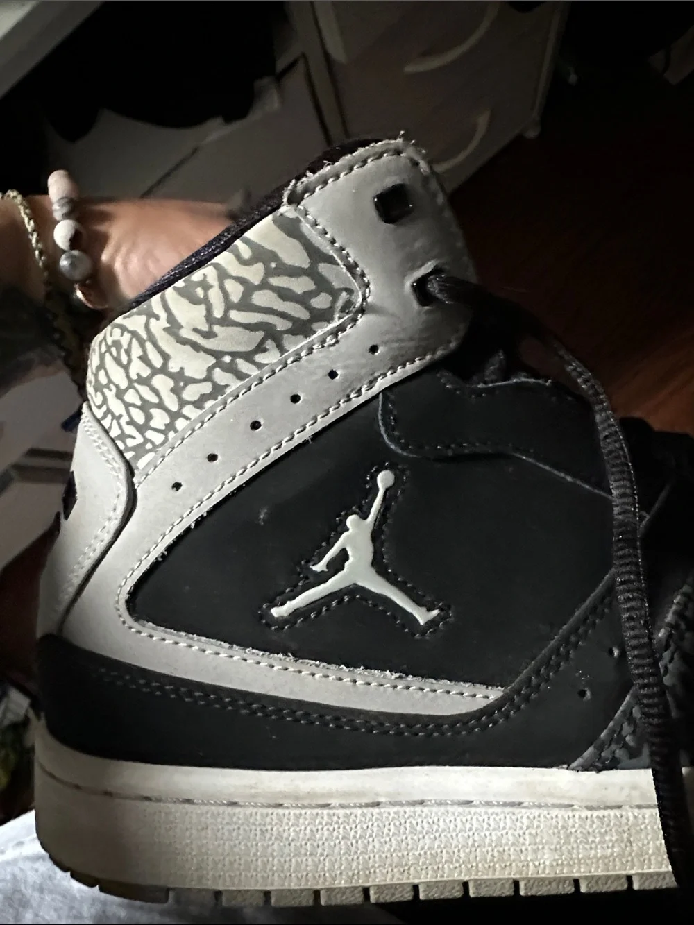 Jordan Black and Gray High-Top Sneakers with Elephant Print
